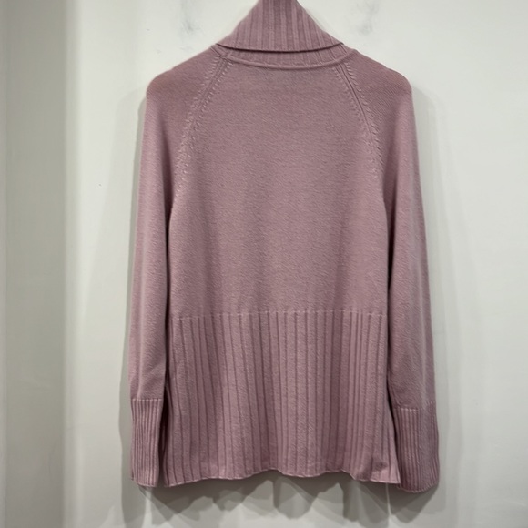 Repeat Cashmere Wide Ribbed Turtleneck Sweater in Dusty Pink Cashmere Wool S - Picture 13 of 16